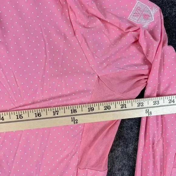 Footjoy Women's 1/4 Button Up Pullover Long Sleeve Polka Dot Pink Golf M/L - Picture 5 of 11